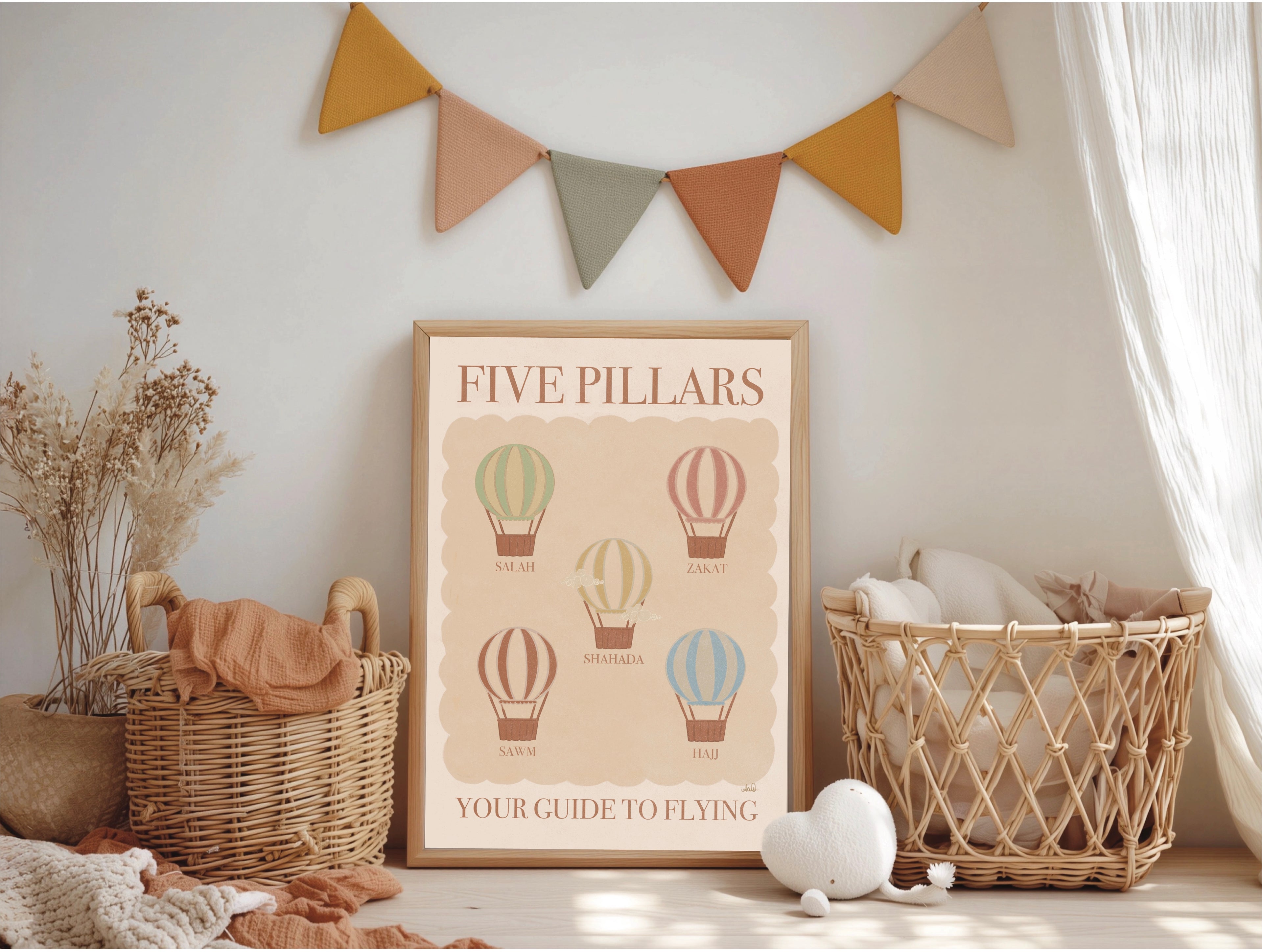 Five pillars vintage print