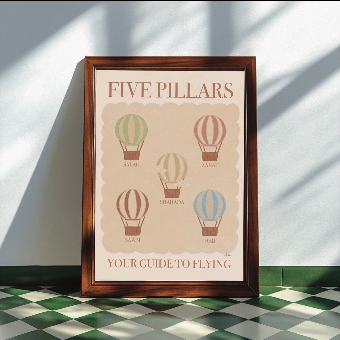 Five pillars vintage print